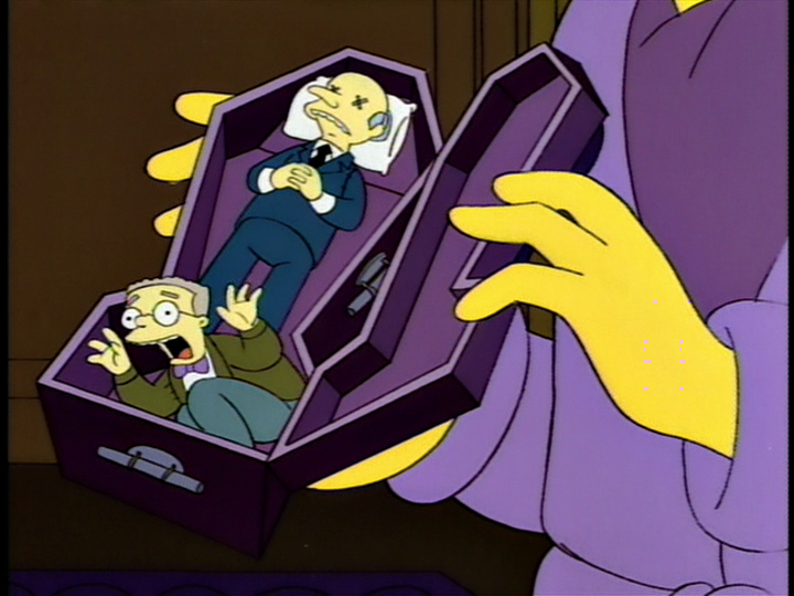 Mr Burns buried with Smithers Blank Meme Template