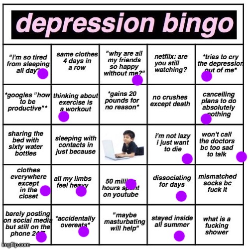 No bingo lol | image tagged in depression bingo | made w/ Imgflip meme maker