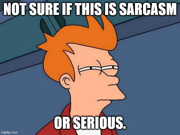 Not sure if- fry | NOT SURE IF THIS IS SARCASM; OR SERIOUS. | image tagged in not sure if- fry | made w/ Imgflip meme maker