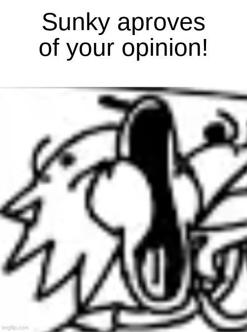 Sunky aproves of your opinion! | image tagged in memes,blank transparent square,sunky pog | made w/ Imgflip meme maker