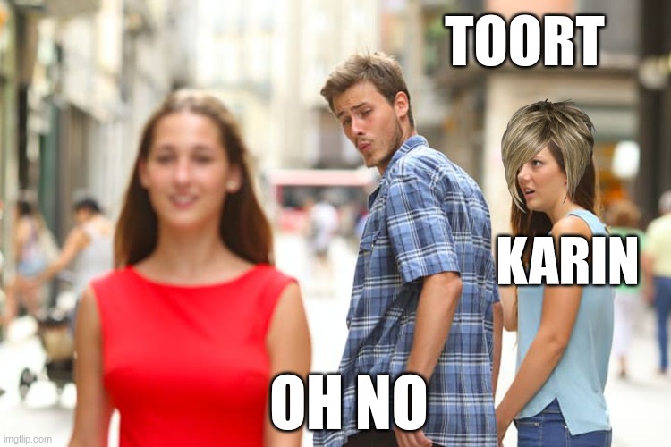 toot | TOORT; KARIN; OH NO | image tagged in memes,distracted boyfriend | made w/ Imgflip meme maker