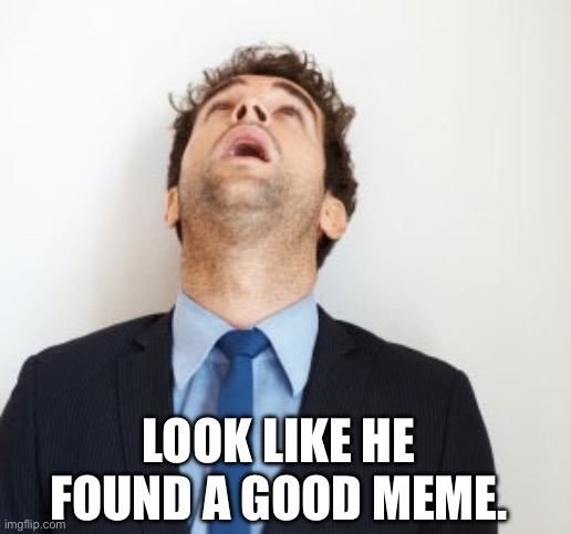 Guy looking up | LOOK LIKE HE FOUND A GOOD MEME. | image tagged in guy looking up | made w/ Imgflip meme maker