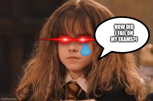 My Exam Results | HOW DID I FAIL ON MY EXAMS?! | image tagged in harry potter - miss granger is not amused | made w/ Imgflip meme maker