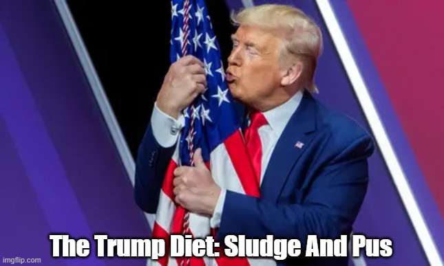"The Trump Diet" | The Trump Diet: Sludge And Pus | image tagged in trump,sludge,pus,diet | made w/ Imgflip meme maker