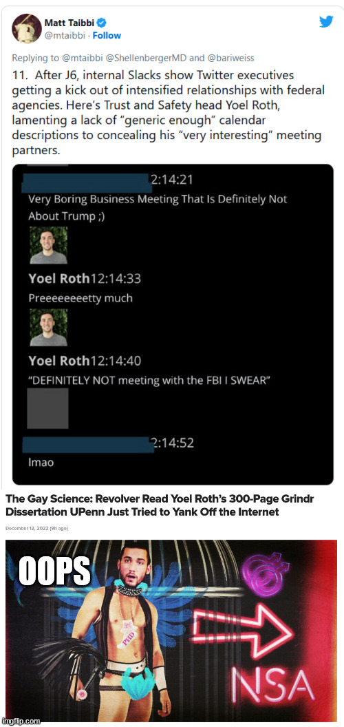 Yoel Roth... another "internet" genius... | OOPS | image tagged in twitter,stupid liberals | made w/ Imgflip meme maker