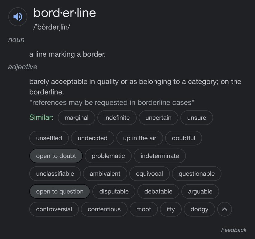 Borderline definition Blank Meme Template