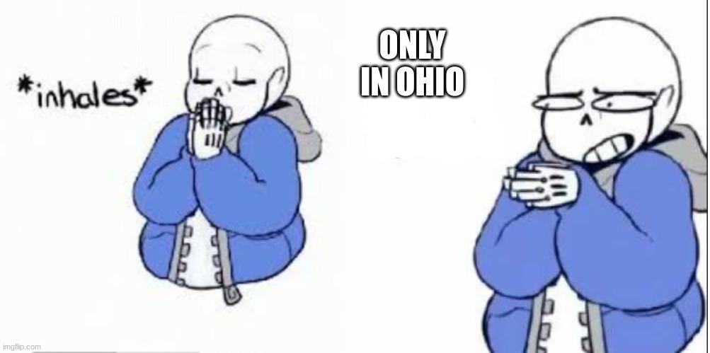 inhale boi sans | ONLY IN OHIO | image tagged in inhale boi sans | made w/ Imgflip meme maker