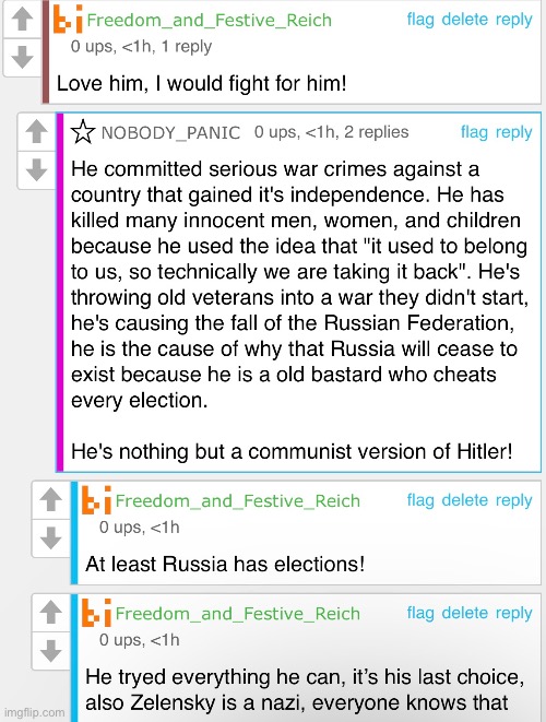 This is over an argument over Putin | image tagged in my,opinion,is,ok | made w/ Imgflip meme maker
