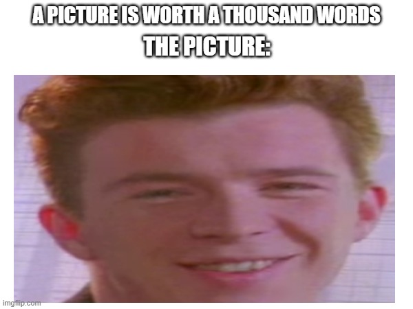 Rick Roll'd | A PICTURE IS WORTH A THOUSAND WORDS; THE PICTURE: | image tagged in memes | made w/ Imgflip meme maker