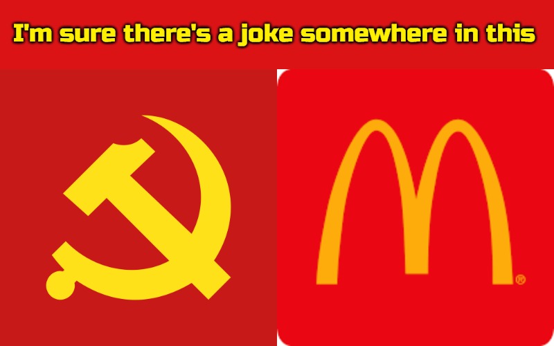 I'm sure there's a joke somewhere in this | image tagged in slavic communist symbol,slavic golden arches,slavic,blm | made w/ Imgflip meme maker