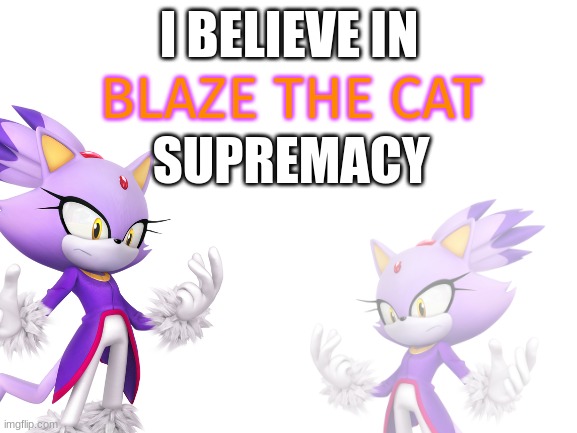 Blaze = best character | I BELIEVE IN; BLAZE THE CAT; SUPREMACY | image tagged in blazethecatsupremacy,have you ever,farted,a little too hard,oh wow are you actually reading these tags | made w/ Imgflip meme maker