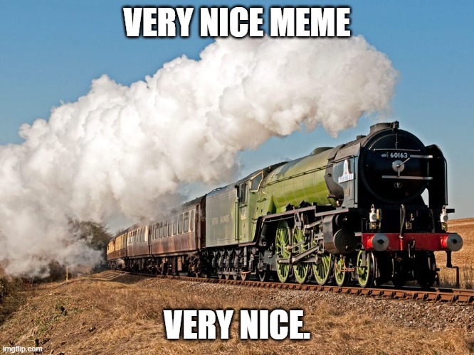 Train | VERY NICE MEME VERY NICE. | image tagged in train | made w/ Imgflip meme maker