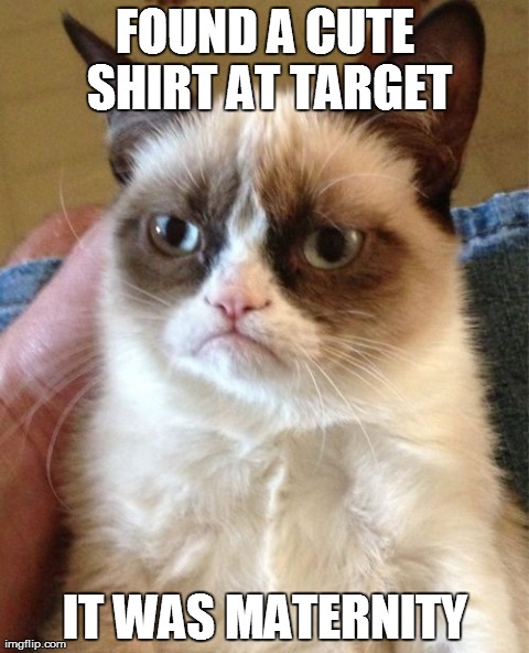 Grumpy Cat | FOUND A CUTE SHIRT AT TARGET IT WAS MATERNITY | image tagged in memes,grumpy cat | made w/ Imgflip meme maker