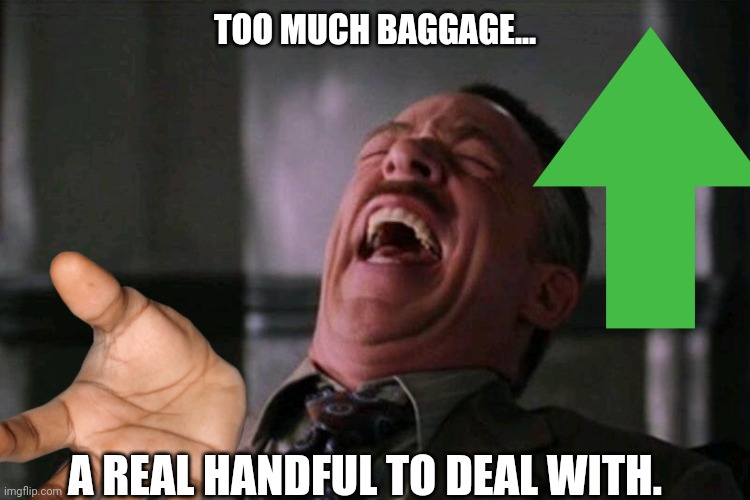 TOO MUCH BAGGAGE... A REAL HANDFUL TO DEAL WITH. | made w/ Imgflip meme maker