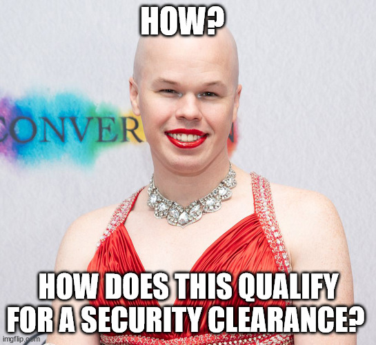Waste Management | HOW? HOW DOES THIS QUALIFY FOR A SECURITY CLEARANCE? | image tagged in sam brinton | made w/ Imgflip meme maker