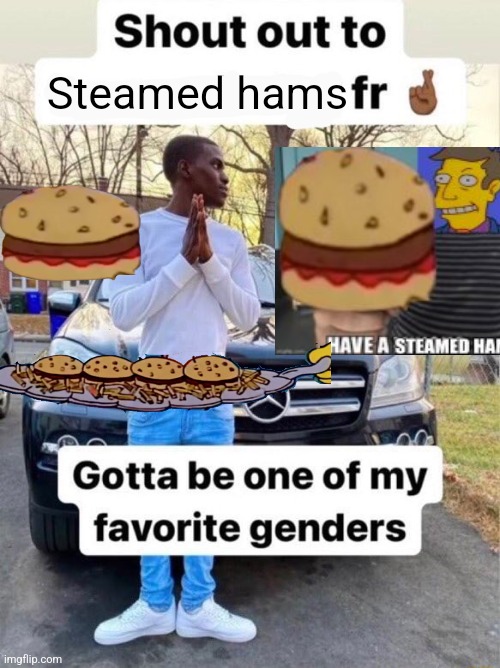 Shout out to.... Gotta be one of my favorite genders | Steamed hams | image tagged in shout out to gotta be one of my favorite genders | made w/ Imgflip meme maker