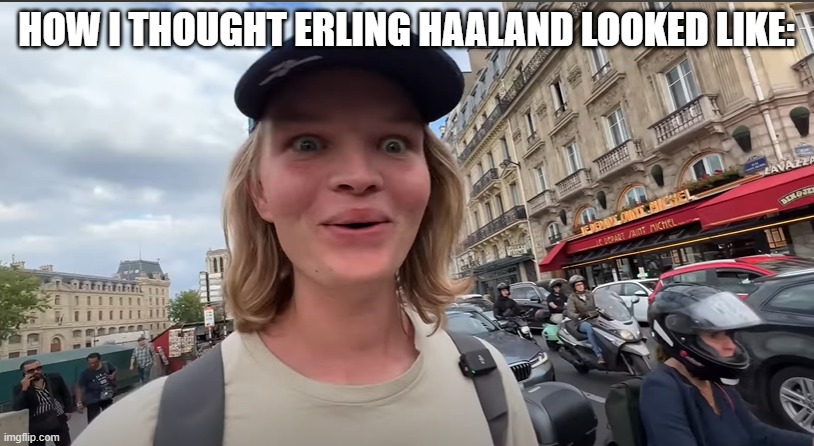 HOW I THOUGHT ERLING HAALAND LOOKED LIKE: | image tagged in norway,soccer,satire | made w/ Imgflip meme maker