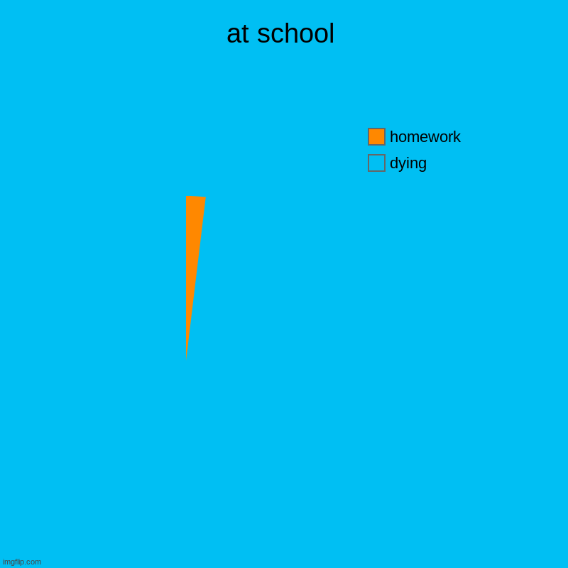 at school | dying, homework | image tagged in charts,pie charts,school,school meme | made w/ Imgflip chart maker