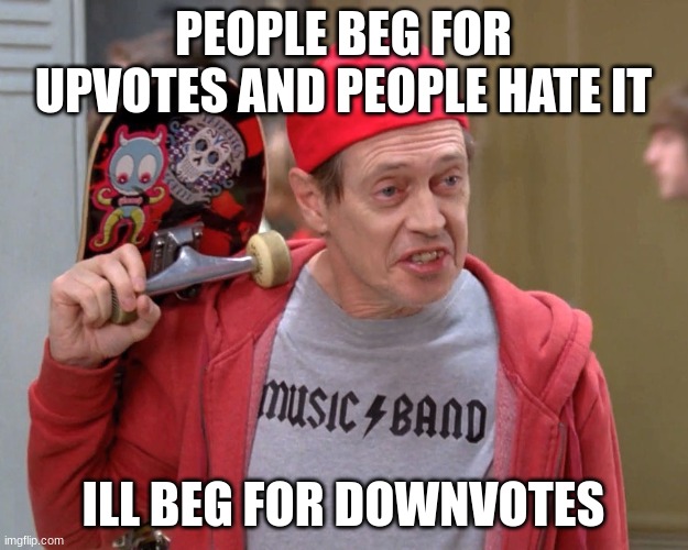 Steve Buscemi Fellow Kids | PEOPLE BEG FOR UPVOTES AND PEOPLE HATE IT; ILL BEG FOR DOWNVOTES | image tagged in steve buscemi fellow kids | made w/ Imgflip meme maker