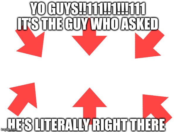 YO GUYS!!111!!1!!!111 IT'S THE GUY WHO ASKED; HE'S LITERALLY RIGHT THERE | image tagged in who asked | made w/ Imgflip meme maker