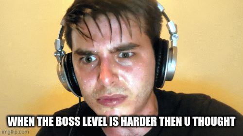 boss level | WHEN THE BOSS LEVEL IS HARDER THEN U THOUGHT | image tagged in gifs,sweating bullets | made w/ Imgflip images-to-gif maker