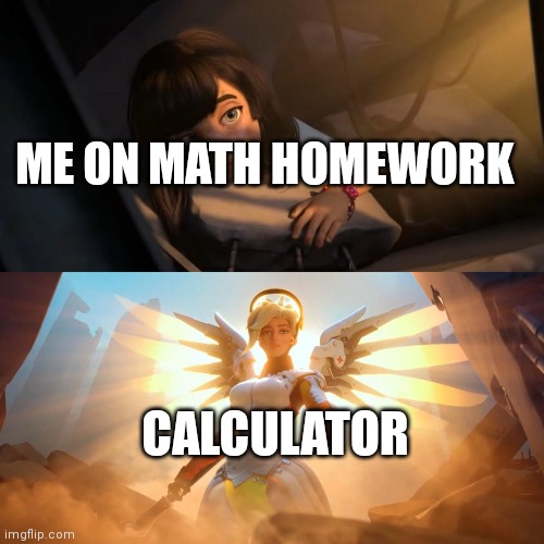 Everyone related this | ME ON MATH HOMEWORK; CALCULATOR | image tagged in mathematics,homework,school,school meme | made w/ Imgflip meme maker