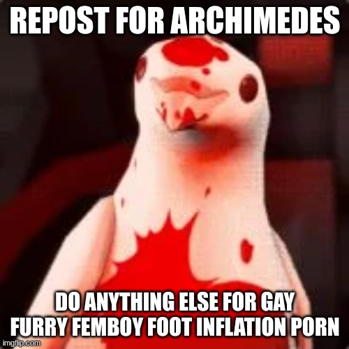 :] | REPOST FOR ARCHIMEDES; DO ANYTHING ELSE FOR GAY FURRY FEMBOY FOOT INFLATION PORN | made w/ Imgflip meme maker