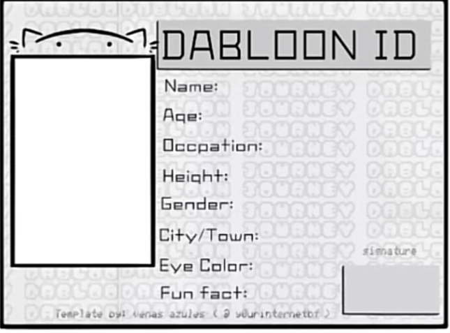 High Quality Dabloon ID Blank Meme Template