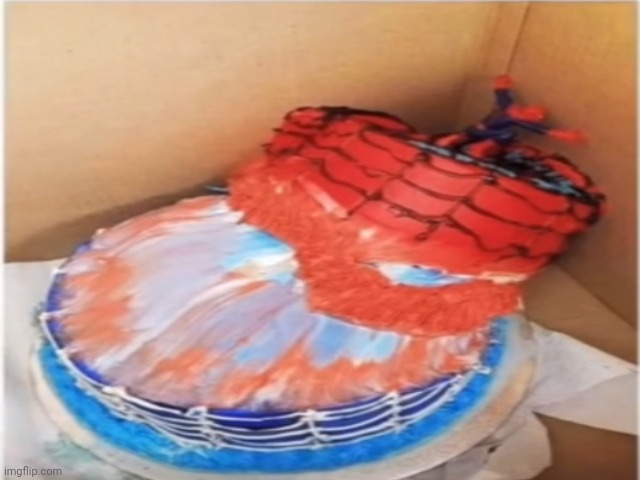 He tried to save the cake | image tagged in spider man | made w/ Imgflip meme maker