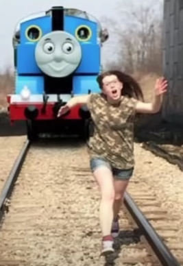 thomas runs over human Blank Meme Template