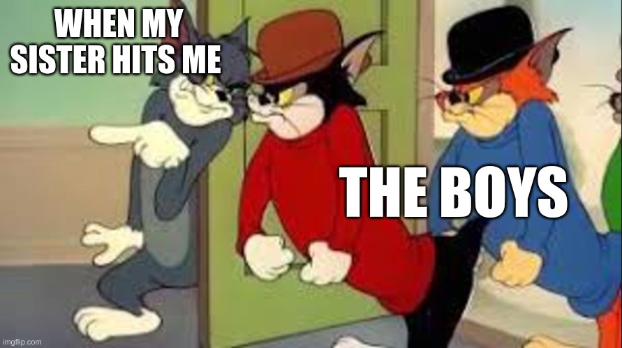 Tom and Jerry Goons | WHEN MY SISTER HITS ME; THE BOYS | image tagged in tom and jerry goons | made w/ Imgflip meme maker