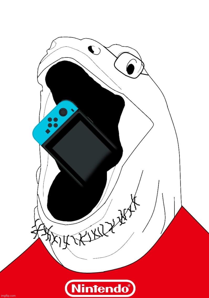 Nintendo soyjack | image tagged in nintendo soyjack | made w/ Imgflip meme maker