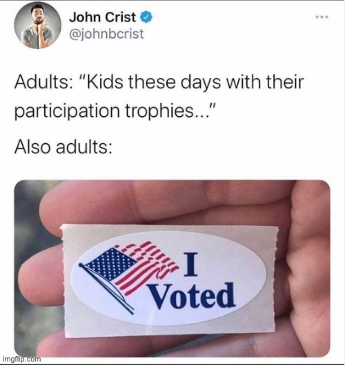 he's not wrong you know | image tagged in meme,i voted | made w/ Imgflip meme maker