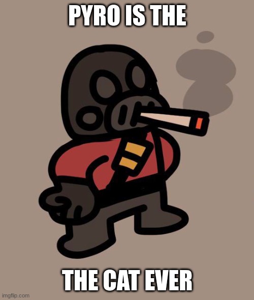 Pyro smokes a fat blunt | PYRO IS THE; THE CAT EVER | image tagged in pyro smokes a fat blunt | made w/ Imgflip meme maker