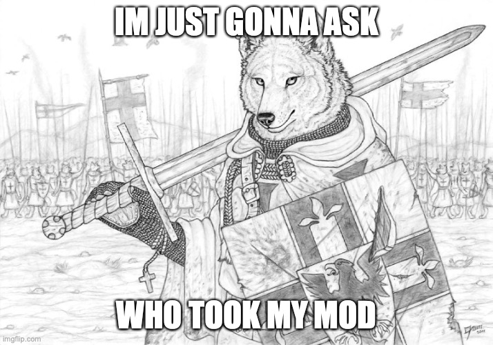 I'd like a reason. Not gonna ask for it back if it's good | IM JUST GONNA ASK; WHO TOOK MY MOD | image tagged in fursader | made w/ Imgflip meme maker