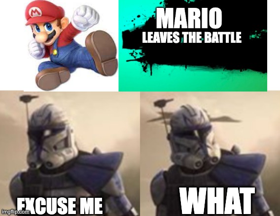 WAT | WHAT; EXCUSE ME | image tagged in confused rex,super smash bros,everyone joins the battle,leaving | made w/ Imgflip meme maker