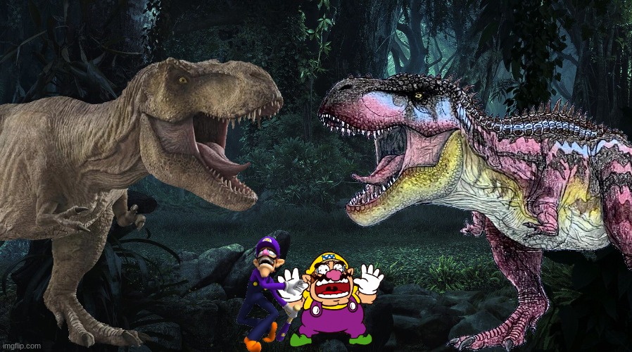 Wario and Waluigi dies in a fight between Rexy and a Tarbosaurus.mp3 | image tagged in wario dies,wario,waluigi,jurassic park,jurassic world,dinosaur | made w/ Imgflip meme maker
