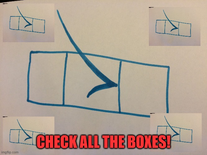 Check that box | CHECK ALL THE BOXES! | image tagged in check that box | made w/ Imgflip meme maker