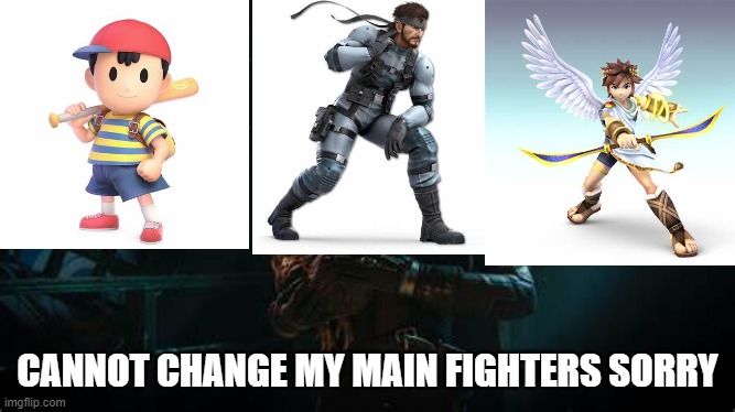 CANNOT CHANGE MY MAIN FIGHTERS SORRY | made w/ Imgflip meme maker