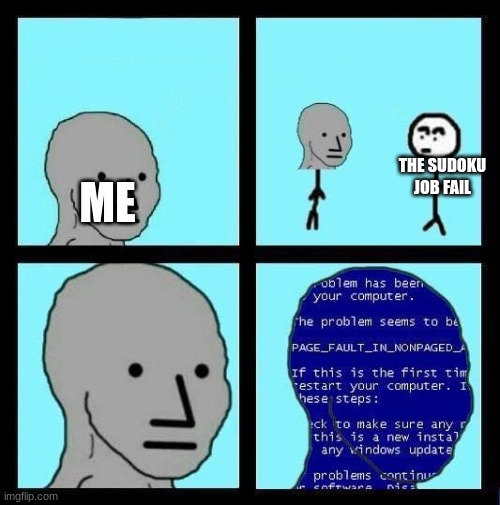 NPC ERROR | THE SUDOKU JOB FAIL ME | image tagged in npc error | made w/ Imgflip meme maker