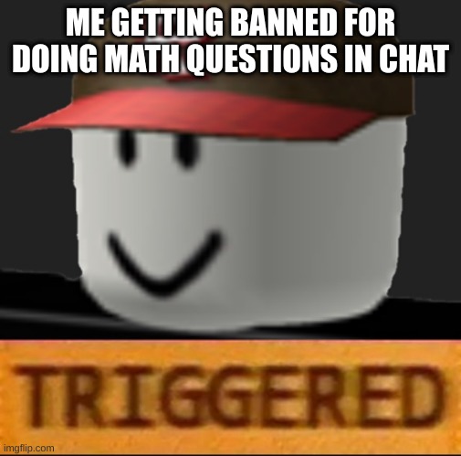 Roblox Triggered | ME GETTING BANNED FOR DOING MATH QUESTIONS IN CHAT | image tagged in roblox triggered | made w/ Imgflip meme maker