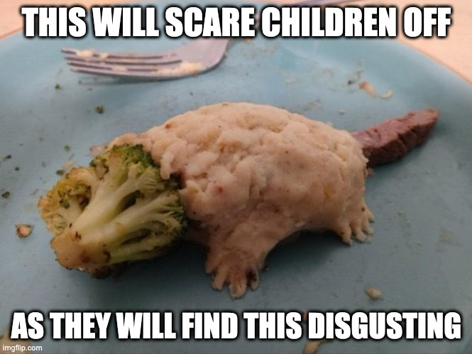 Skunk Made Out of Vegetables | THIS WILL SCARE CHILDREN OFF; AS THEY WILL FIND THIS DISGUSTING | image tagged in food,memes | made w/ Imgflip meme maker