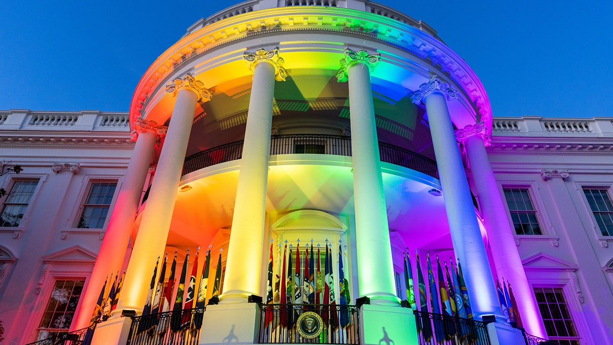 High Quality Rainbow Lights White House Blank Meme Template