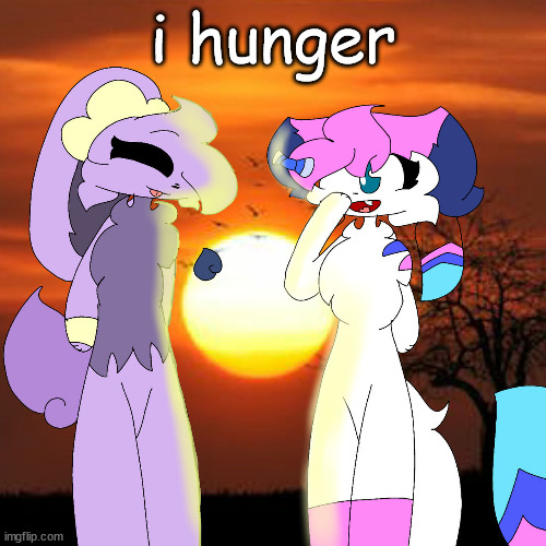 sylceon and lavender | i hunger | image tagged in sylceon and lavender | made w/ Imgflip meme maker