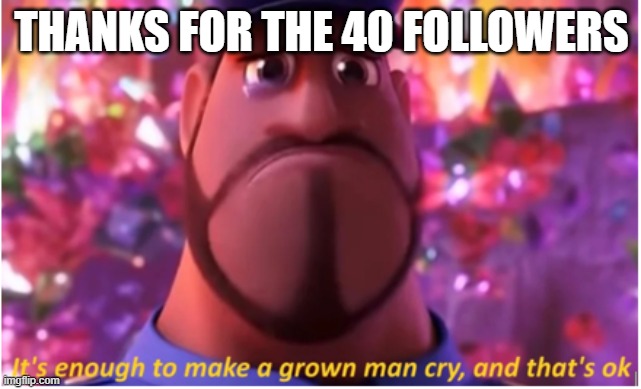 THANK YOU! | THANKS FOR THE 40 FOLLOWERS | image tagged in it's enough to make a grown man cry and that's ok | made w/ Imgflip meme maker
