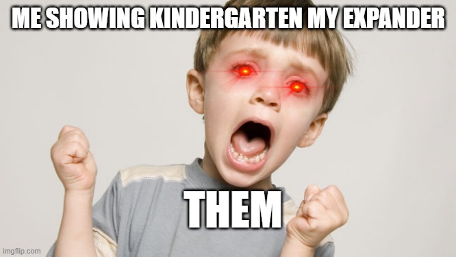 screaming child  | ME SHOWING KINDERGARTEN MY EXPANDER; THEM | image tagged in screaming child | made w/ Imgflip meme maker