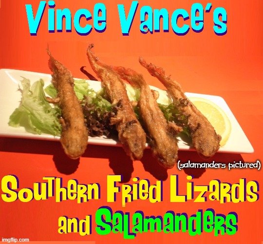 I'm Opening a New Fast Food Restaurant. Coming? | (salamanders pictured) | image tagged in vince vance,memes,restaurants,southern,fried,lizards | made w/ Imgflip meme maker