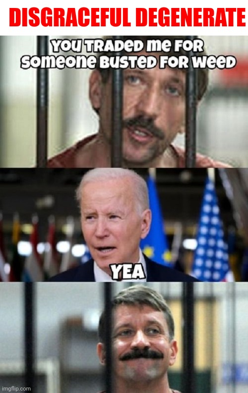 Disgraceful Degenerate | YOU TRADED ME FOR SOMEONE BUSTED FOR WEED; YEA; DISGRACEFUL DEGENERATE | image tagged in creepy joe biden,disgusting,disgrace | made w/ Imgflip meme maker