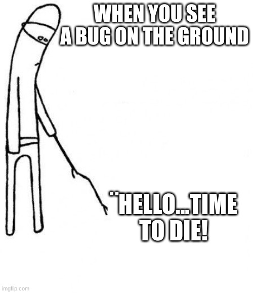 c'mon do something | WHEN YOU SEE A BUG ON THE GROUND; ¨HELLO...TIME TO DIE! | image tagged in c'mon do something | made w/ Imgflip meme maker