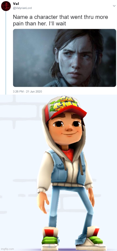 image tagged in name one character who went through more pain than her,subway surfers | made w/ Imgflip meme maker